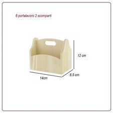 6 portalavoro in legno cestino
