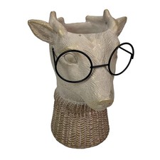 Bespectacled Deer Cement Vase