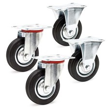 Set rotelle 100 mm 2 ruote piroettanti 2 fisse, cerchio in metallo 70 kg a ruota