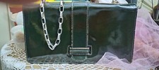 ABBIGLIAMENTO ACCESSORI DONNA BORSA BORSETTA  ANTICA VERDE PELLE LUCIDA VINTAGE
