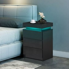 Comodino led nero cassetti - comodino,