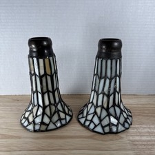 Coppia 2 vecchi paralumi antichi vintage stile TIFFANY in vetro artistico piombo arti e mestieri