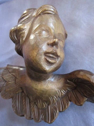 Angelo putti legno intagliato