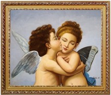 Quadro olio, 2 angeli, Emile