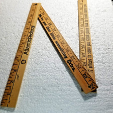 Vintage Tri-Fold Legno Yardstick Righello Atlantic Federal Bank Pubblicità 