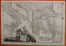GRECIA SUD ITALIA ALBANIA BULGARIA 1811 BARBIÉ DE BOCAGE GRANDE MAPPA ANTICA