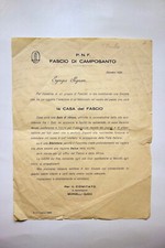 Lettera Costituzione Casa del Fascio Camposanto Modena 1925 Intenti Programma