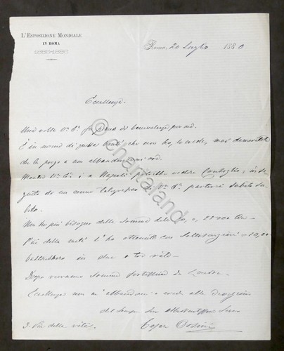 Lettera con autografo del