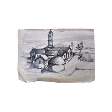 Vintage Ink Drawing - Rural