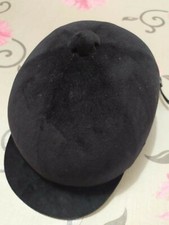 CAP CASCO DA EQUITAZIONE IPPICA VELLUTO NERO IMBOTTITO CON MENTONIERA DA BAMBINO