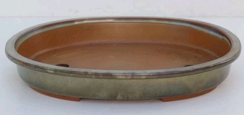 Vaso per bonsai ovale smaltato