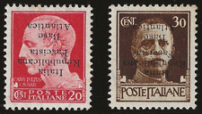 1943 Base Atlantica - 20 + 30 c. soprastampa capovolta Oliva e Raybadi MH*