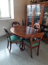 Tavolo ovale Luigi Filippo in radica, '800, stile inglese. Con 4 sedie 