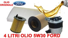 KIT 4 FILTRI TAGLIANDO OLIO ORIGINALE 5W30 per FORD C-MAX 1.6 TDCI DAL 04 2007