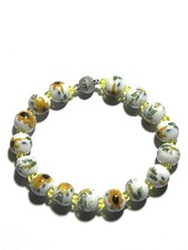 BRACCIALE LUNGO 20 CM CON PERLE DI CERAMICA DA 10 MM E PERLINE DI CRISTALLO