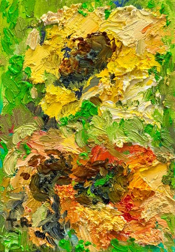 Dipinto olio girasoli 5x7