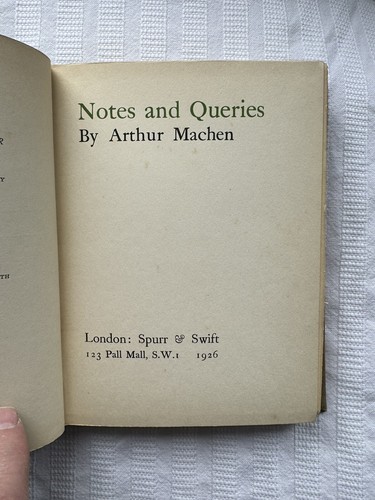 Arthur machen notes queries - arthur,