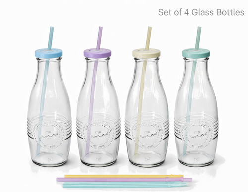 Set bottiglie latte vetro - 4,