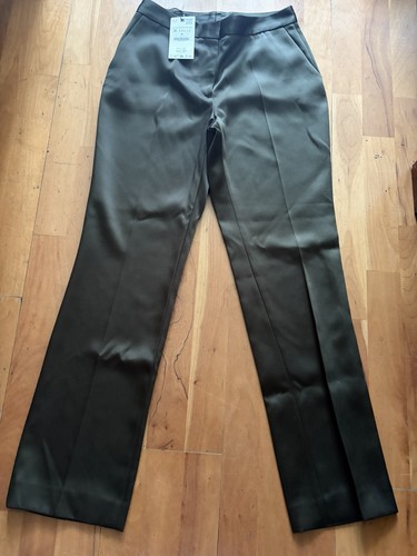 Pantalone zara verde raso - pantalone,