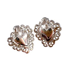 Orecchini Sacro Cuore in Argento 925, Gioielli Religiosi Donna Ex Voto a lobo