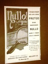 Pubblicità d'Epoca dei primi del '900 Carta chimica Protod Protectograf