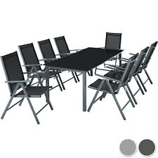 Set Mobili Da Giardino 8+1 Sedie In Alluminio Resistente Tavolo Piano In Vetro 