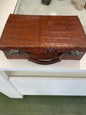 Valigetta porta documenti di fine 1800 in pelle di coccodrillo