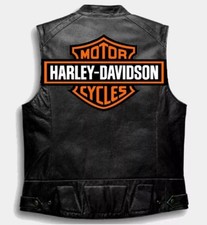 Gilet da uomo in pelle biker nera da motociclista Harley Davidson da uomo