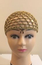 Cappellino cotone dorato,  cappellino estivo all’uncinetto, rete