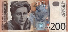 YUGOSLAVIA 200 DINARA 2001 P 157.  Ottime condizioni. 5RW 20OCT
