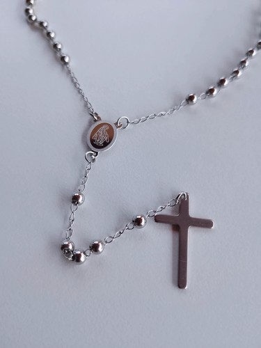 Collana rosario acciaio - collana,