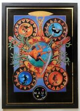 Pubblicità VINTAGE VETRO SERIGRAFATO MAUI & SONS SURF SKATEBOARD ANNI 80