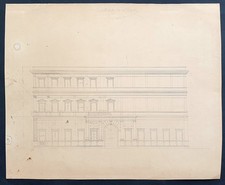 Disegno antico architettura Via del Corso Roma 1810-20 spaccato di un palazzo