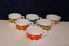 Set 6 Tazzine Caffè  Arcopal Fiori Di Loto Vintage Impilabili 