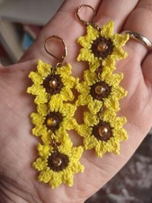 ORECCHINI GIRASOLE FATTI A MANO ALL'UNCINETTO 