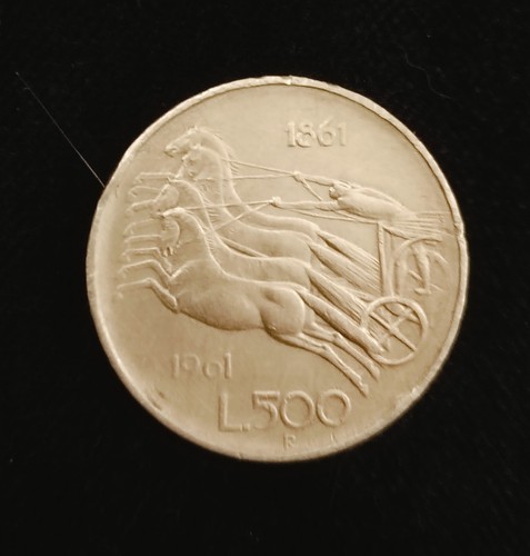 Moneta argento 500 - 500, lire