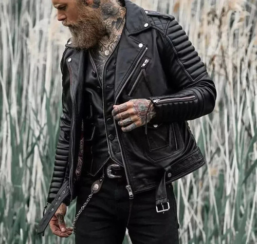 Giacca pelle uomo slim - , fit