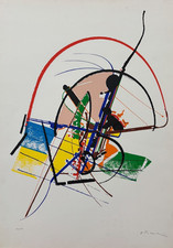 Edoardo Franceschini (1928-06) Opera Litografia Astratta Firmata con Certificato