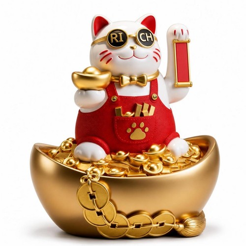 Gatto portafortuna con ciotola - portafortuna,