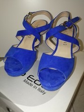 Scarpe donna eleganti decoltè con tacco alto comodo 10 scamosciate bluette n. 37