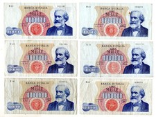 ITALIA - Anni Vari - Lotto 6 Banconote da 1.000 Lire - Verdi 1° Tipo - (MP2053)