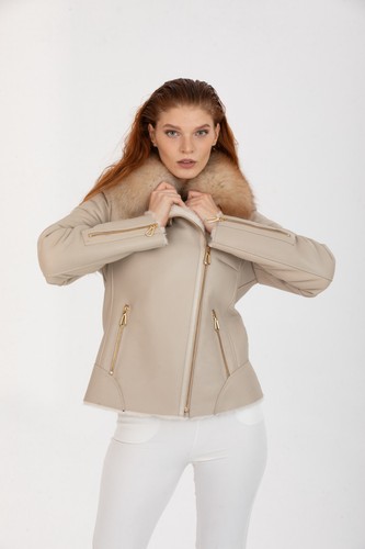Giacca donna shearling beige