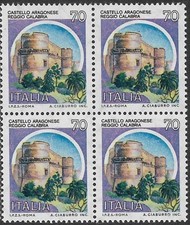 ITALIA REPUBBLICA 1980/92 - SERIE CASTELLI - QUARTINA 70 LIRE MNH**