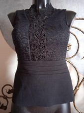 (18)Top Canotta Sotto Giacca Donna nero  con pizzo