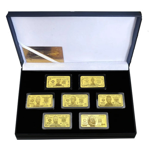 7pcs dollar golden bar set - us,