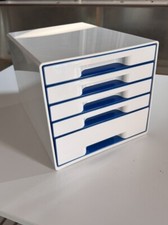 Cassettiera organizer per ufficio. 5 cassetti in plastica colorata.