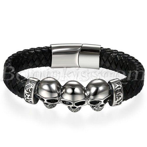 Bracciale uomo punk nero - bracciale, pelle