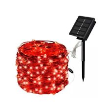 LUCI DI NATALE CATENA 100 MICRO LED LUMINOSA NATALIZIA ENERGIA SOLARE 10MT RAME