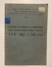 MB WILLYS MANUALE USO MANUTENZIONE VERSIONE ITALIANA 1948 Ministero Della Difesa