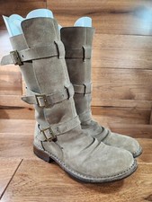 Stivali moto Fiorentini+Baker ETERNITY scamosciati marroni al ginocchio 3 cinturini EURO 38, US 8